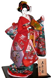japanese traditional doll  with fan, 1970's