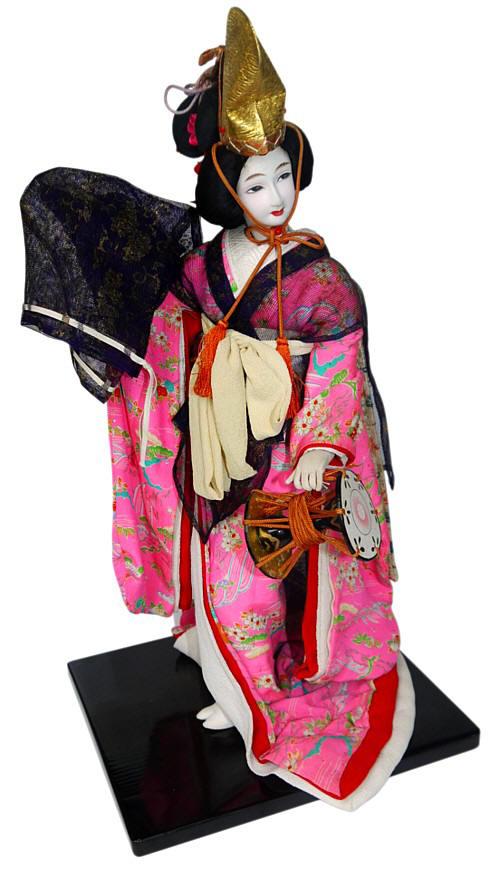 japanese antique doll of a dancing lady with drum, 1930's