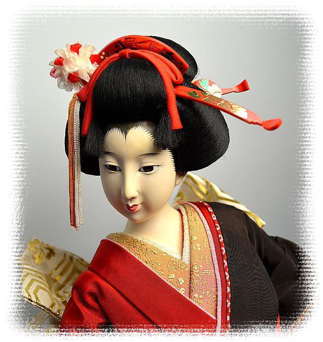 japanese doll of a dancing woman, vintage