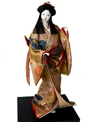 Japanese antique doll of a noble lady with fan, 1920's 