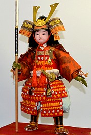 japanese doll of a young samurai in armor suit, 1930's