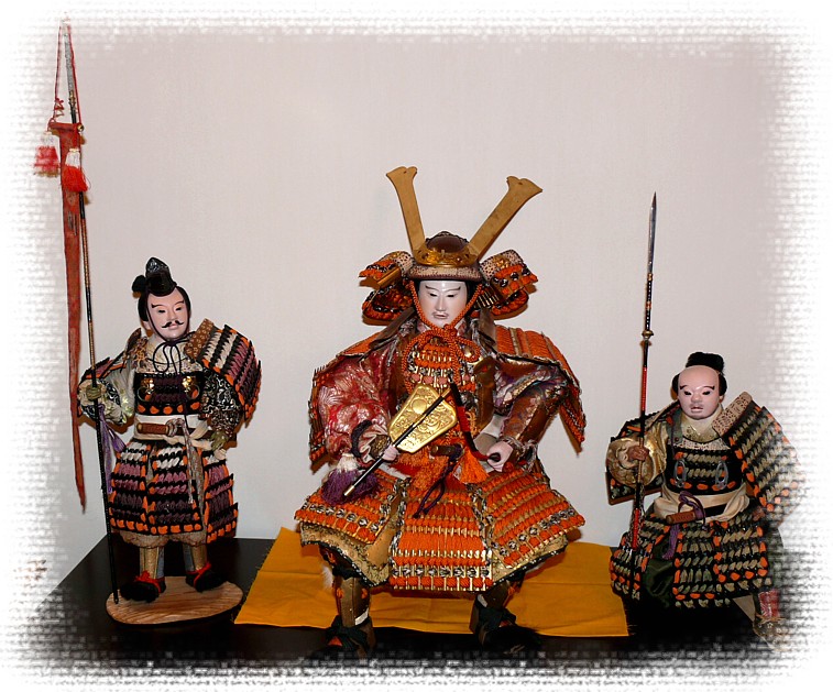 japanese antique samirai warrior dolls, 1920's