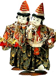 japanese antique twin dolls, 1900's Meiji period