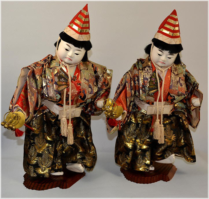 japanese antique pair of boys dolls, 1900's. The Black Samurai Online Store