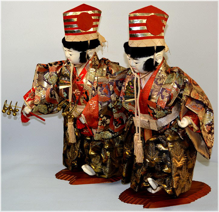 japanese antique twin boys dolls dancers