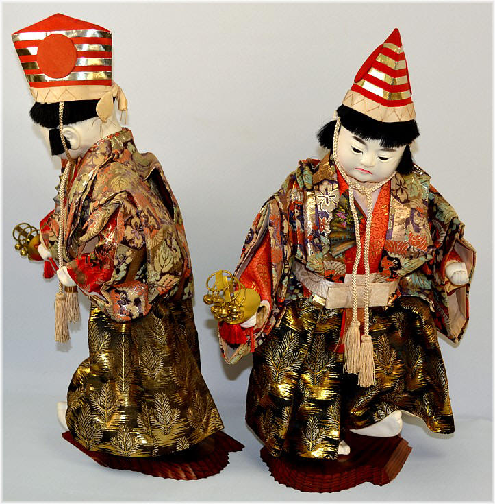 japanese antique tein boys dolls, late Meiji era. The Black samurai Online Store