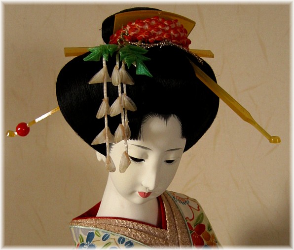 japanese traditional doll of a Noble Lady  with folding fan, 1960's