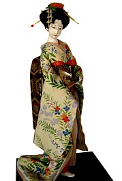 japanese interior doll of a noble lady with fan, 1960's