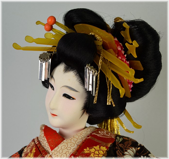 oiran, japanese antique silk-faced doll