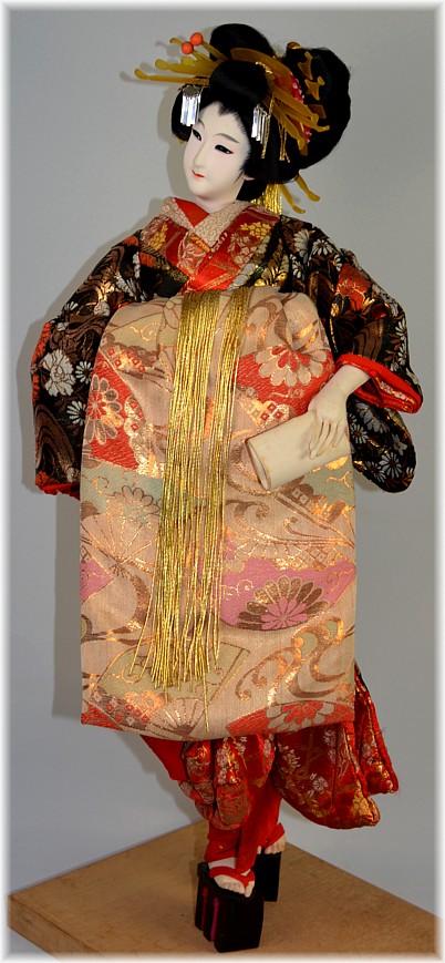 japanese antiqie silk faced doll of OIRAN