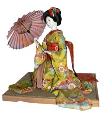 japanese antique dol of sitting maikol, 1920's