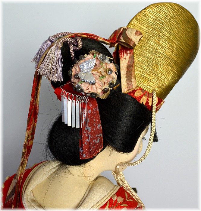 japanese antique doll i golden high hat