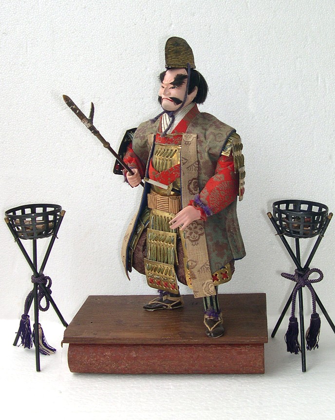 japanese antiqie doll od a samurai on duty, 1900's