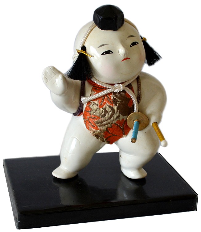 japanese gosho doll with sword and spear in his hand, 1930's 1930's