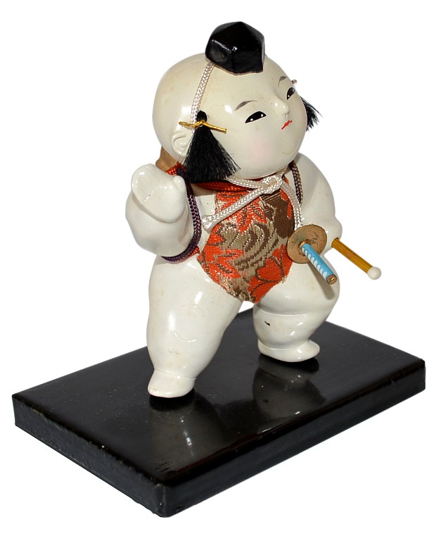 japanese gosho doll with sword and spear in his hand, 1930's