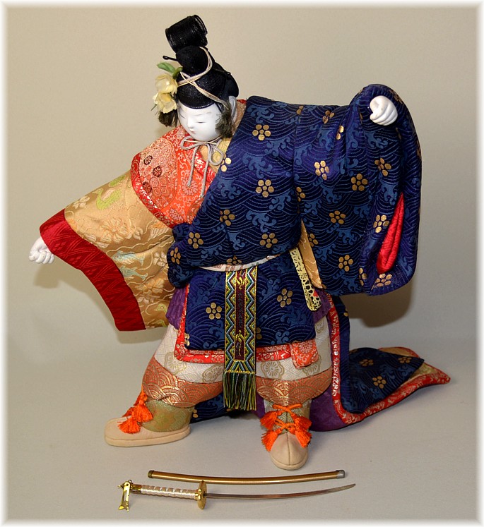 japanese antique kimekomi doll od a dancing nobleman