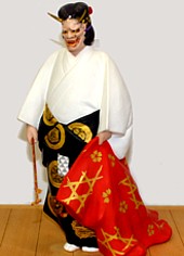 Japanesecollectible Hakata doll of a Noh Theatre Actor with mask of Hannya