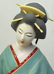 japanese hakata doll of dancing geisha with folding fan