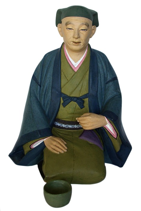 Senno Rikyu, Japanese master of tea Ceremony, clay figurine