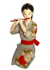 Japanese Hakata doll of a girl with flute, 1970's