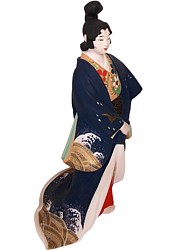 japanese hakata doll of a noble lady walking