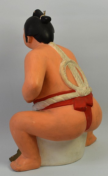 japanese antique Hakata clay doll of a Sumo Wrestler, 1950's