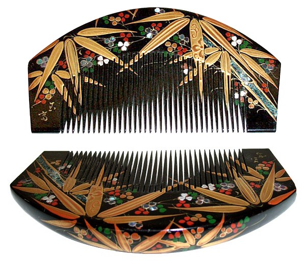 japanese traditional wooden lacquered hair comb, 1920's