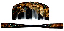 japanese antique tortoise hair comb an pull-apart pin, 1930's