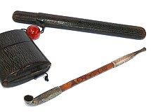 yatate, Japanese antique wooden carved portable writing set, Meiji era