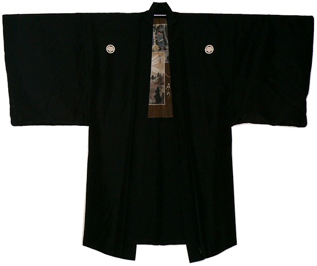japanese formal man's silk haori, pre WWII