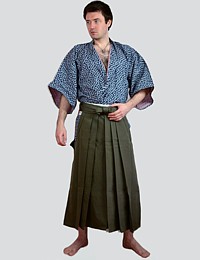 japanese man's traditional garment: silk hakama pants, vintage