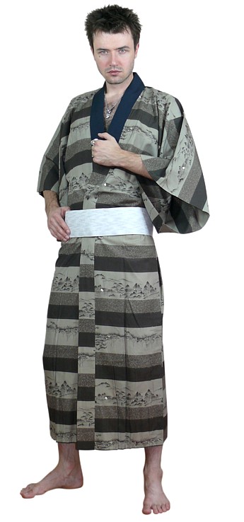 Japanese traditional man's kimono abd obi belt