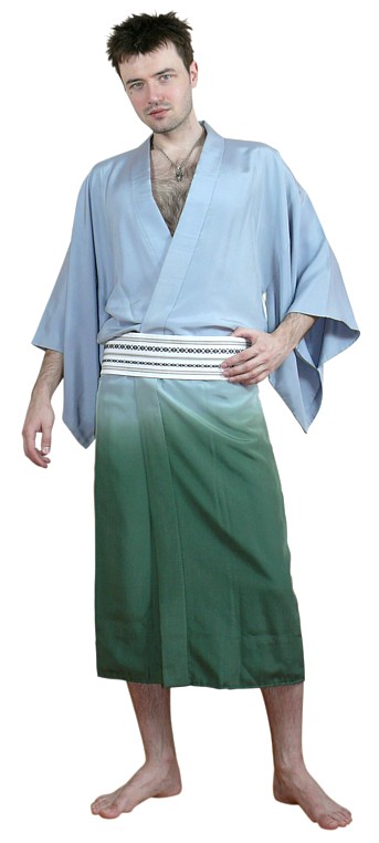 Japanese man's silk kimono and obi belt