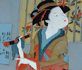 japanese silk antique kimono painting detail
