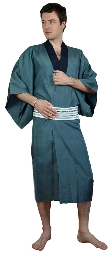 japanese man's silk  vintage kimono gown