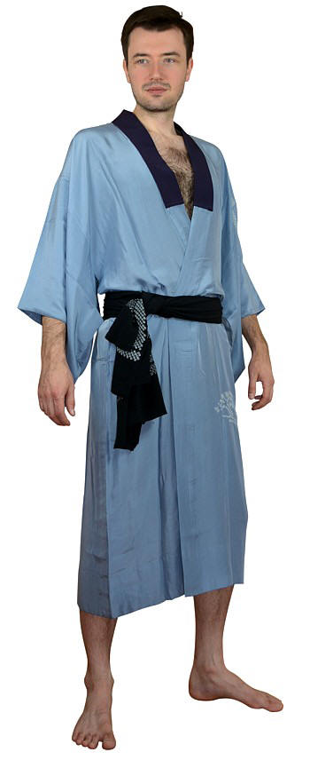 japanese outfit, japanese man's traditional silk kimono 