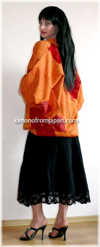 japanese woman's silk kimono jacket, 1960's