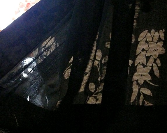 japanese woman's silk haori detail of pattern fabric