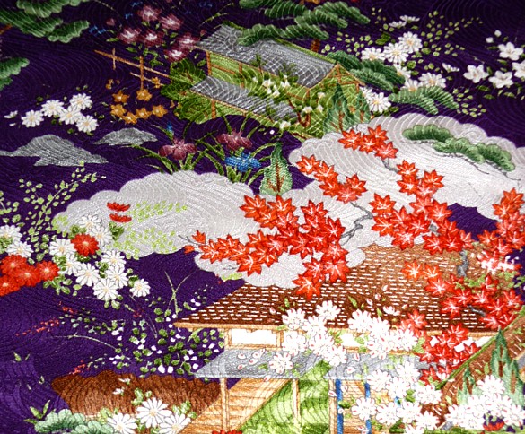 japanese traditional kimono. detail of fabric pattern