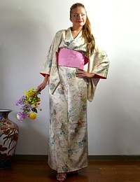 Japanese traditional woman's silk kimono, 1960's