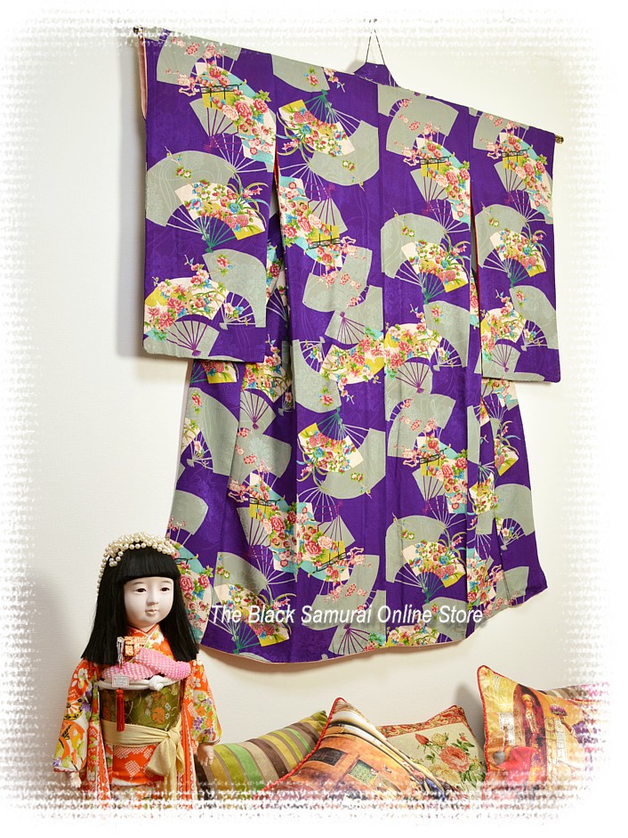 japanese traditional clothes: woman's silk kimono, antique