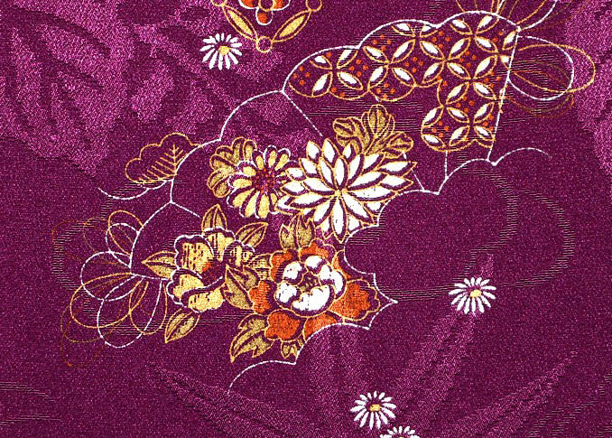 japanese antique silk kimono: design of silk fabric