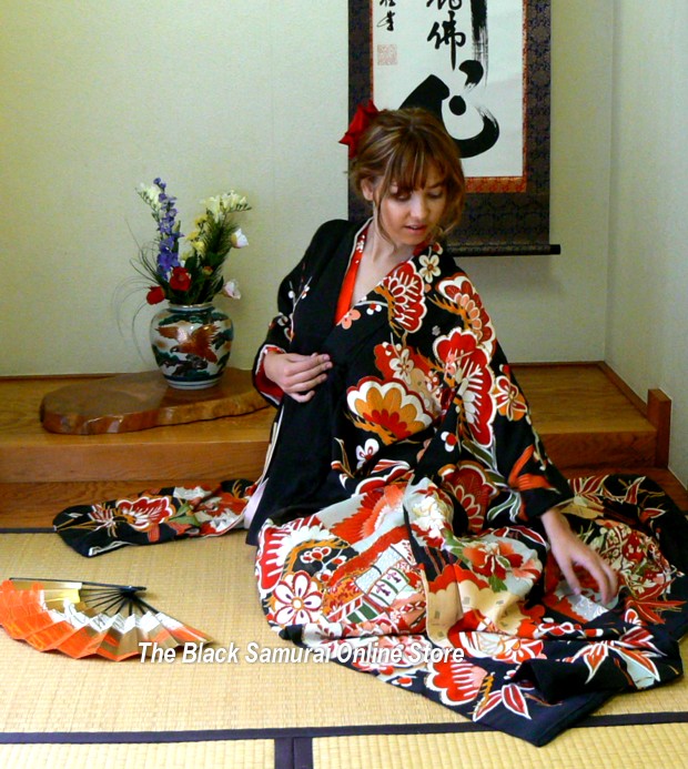 japanese  antique silk wedding kimono. The Black Samurai Online Store