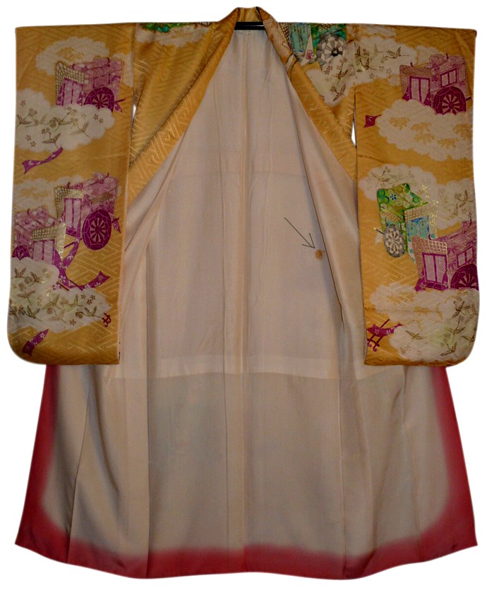 japanese woman's silk antique kimono FURISODE