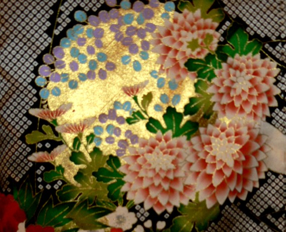 japanese silk kimono. detail of fabric design