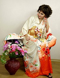Japanese silk  kimono, 1970's. The Black Samurai Online Store