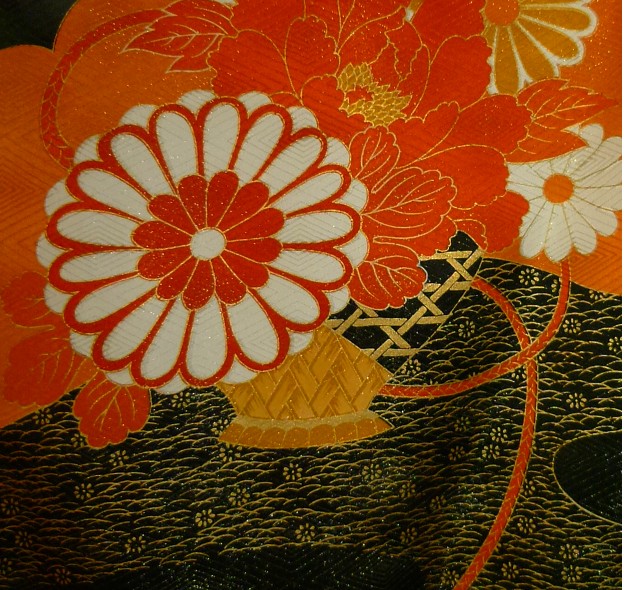 japanese vintage kimono: detail of fabric
