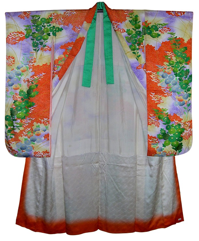 japanese lady's vintage silk kimono, 1970's