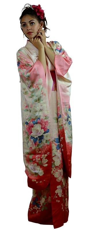 japanese silk wedding kimono, vintage