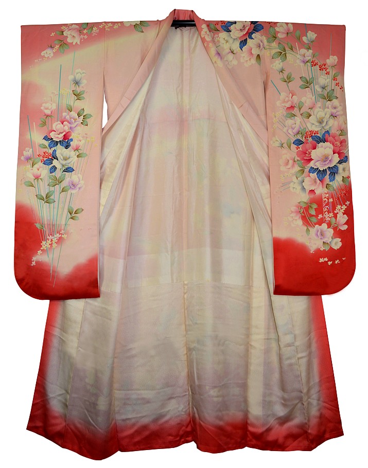 japanese silk kimono gown, vintage